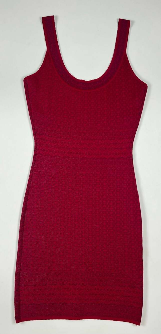 BCBGMaxAzria Scoop Neck Red and Blue Knit Mini Dress Size S